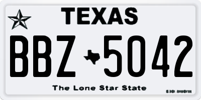 TX license plate BBZ5042