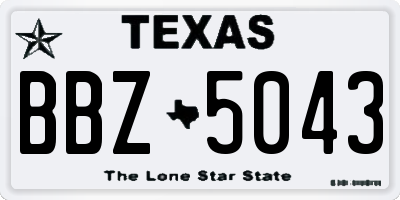 TX license plate BBZ5043