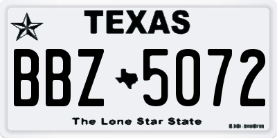 TX license plate BBZ5072