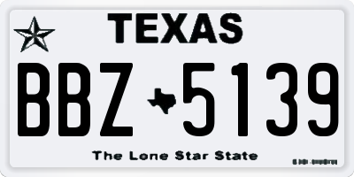 TX license plate BBZ5139