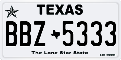 TX license plate BBZ5333