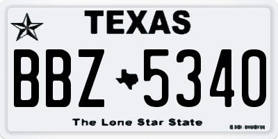 TX license plate BBZ5340