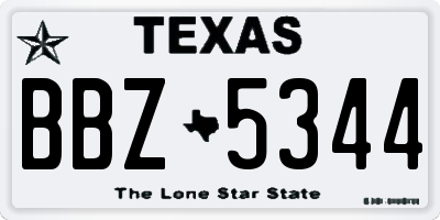 TX license plate BBZ5344