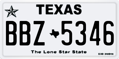 TX license plate BBZ5346