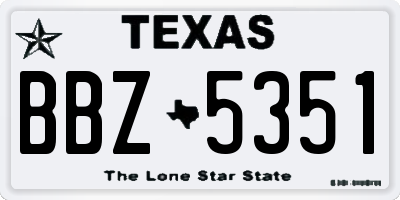 TX license plate BBZ5351