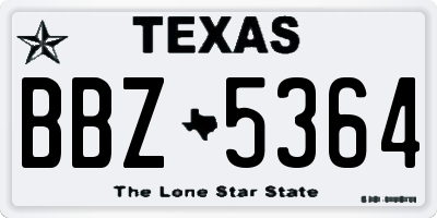 TX license plate BBZ5364