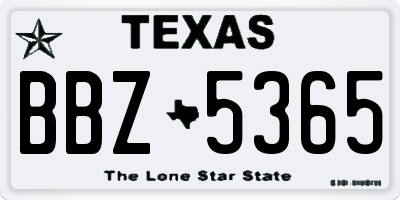 TX license plate BBZ5365
