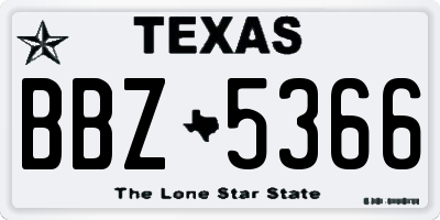TX license plate BBZ5366