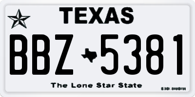 TX license plate BBZ5381