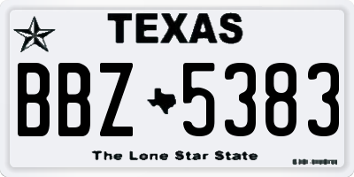 TX license plate BBZ5383