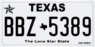 TX license plate BBZ5389