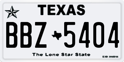 TX license plate BBZ5404