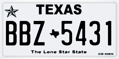 TX license plate BBZ5431