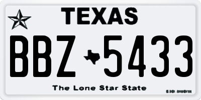 TX license plate BBZ5433