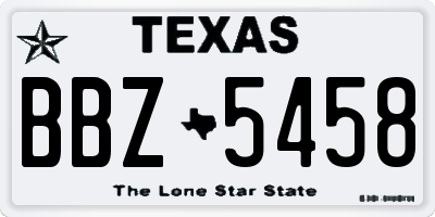 TX license plate BBZ5458