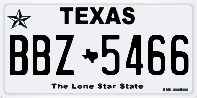 TX license plate BBZ5466