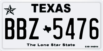 TX license plate BBZ5476