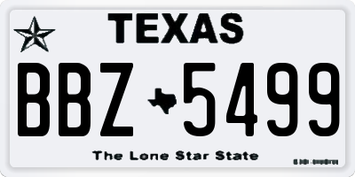 TX license plate BBZ5499