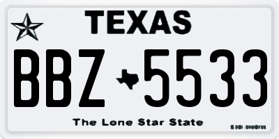 TX license plate BBZ5533