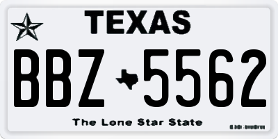 TX license plate BBZ5562