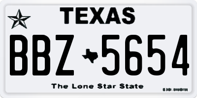 TX license plate BBZ5654