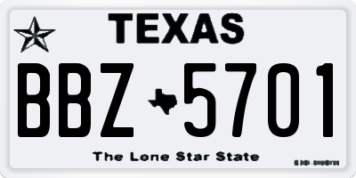 TX license plate BBZ5701