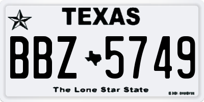 TX license plate BBZ5749