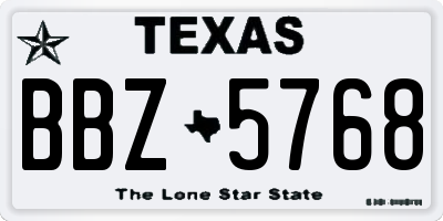 TX license plate BBZ5768
