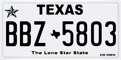 TX license plate BBZ5803
