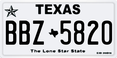 TX license plate BBZ5820