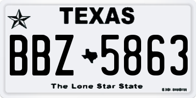 TX license plate BBZ5863