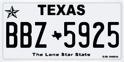 TX license plate BBZ5925
