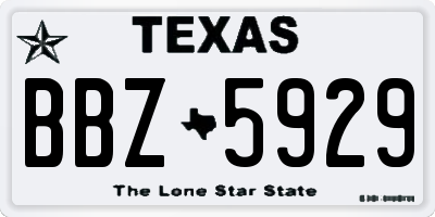TX license plate BBZ5929