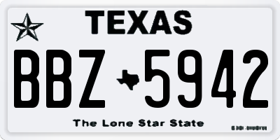 TX license plate BBZ5942