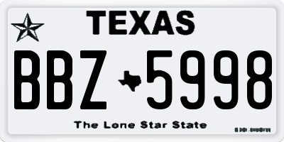 TX license plate BBZ5998