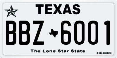 TX license plate BBZ6001