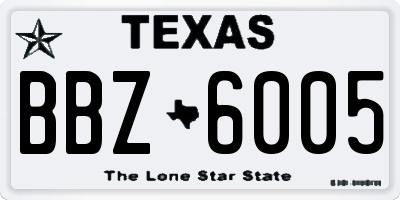 TX license plate BBZ6005