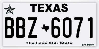 TX license plate BBZ6071