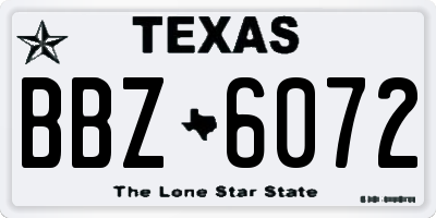 TX license plate BBZ6072