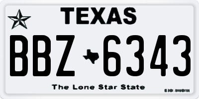 TX license plate BBZ6343