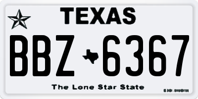 TX license plate BBZ6367
