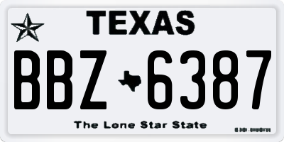 TX license plate BBZ6387