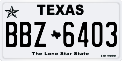 TX license plate BBZ6403