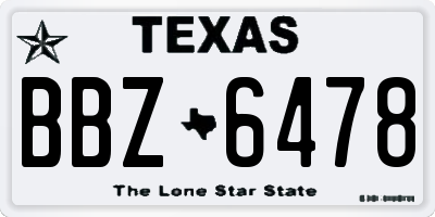 TX license plate BBZ6478