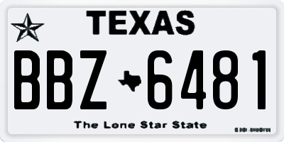 TX license plate BBZ6481