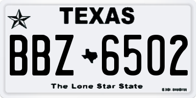 TX license plate BBZ6502