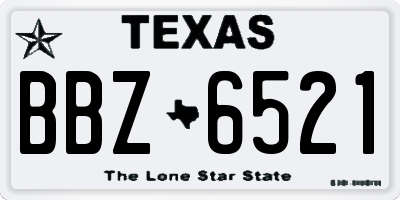 TX license plate BBZ6521