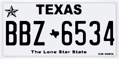 TX license plate BBZ6534