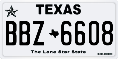TX license plate BBZ6608