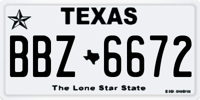 TX license plate BBZ6672